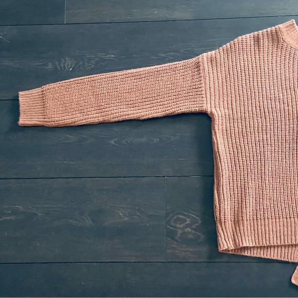 MISSGUIDED Backless Tie-Up Bow Dusty Rose Ling Sleeve Sweater - Picture 5 of 14